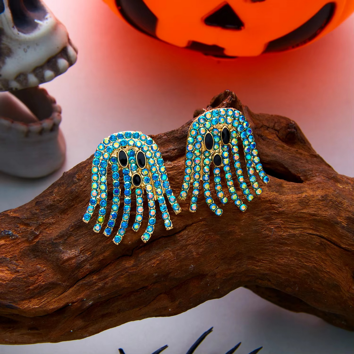 Rhinestone Ghost Tassel Earrings
