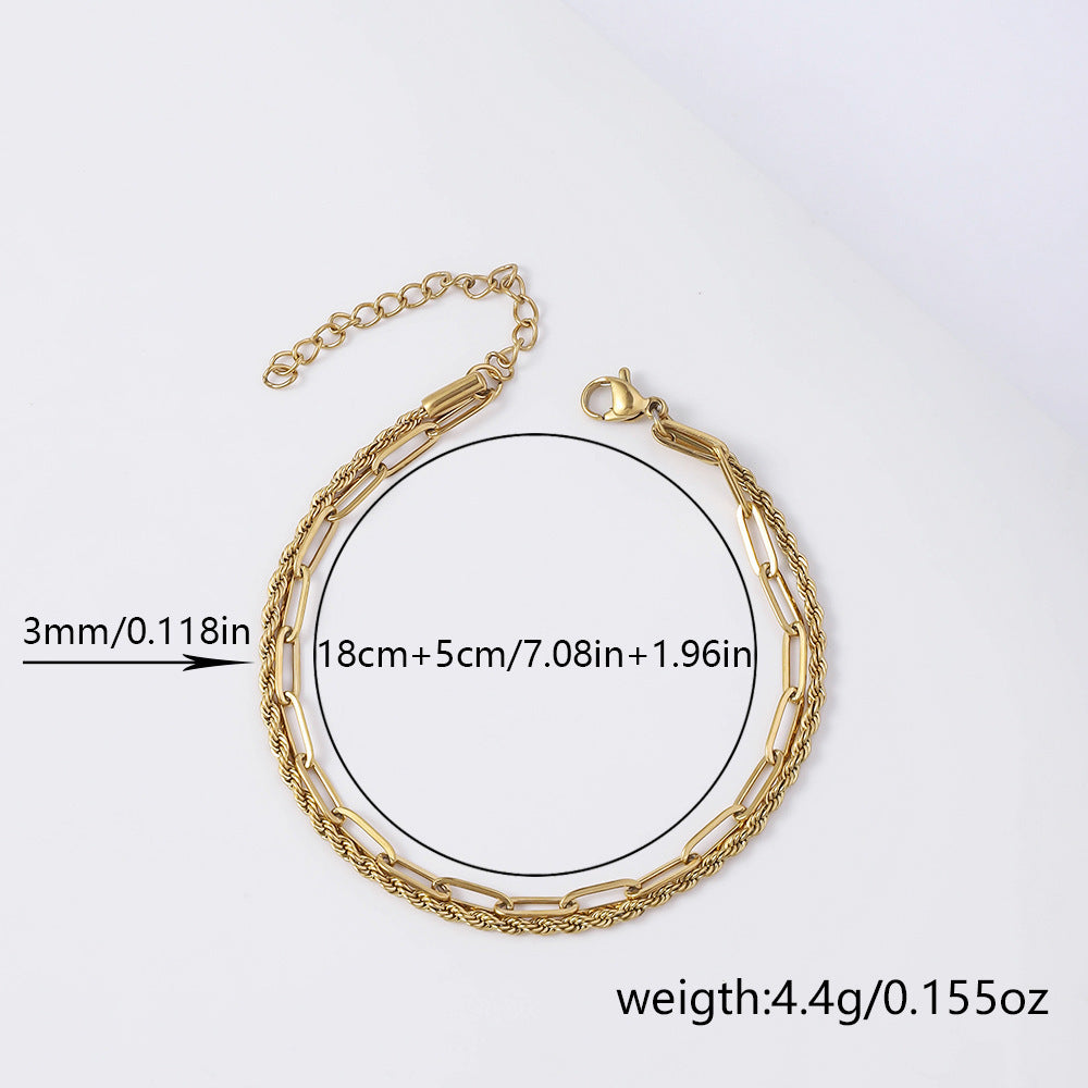 2pc Gold Chain Bracelet Set for Men
