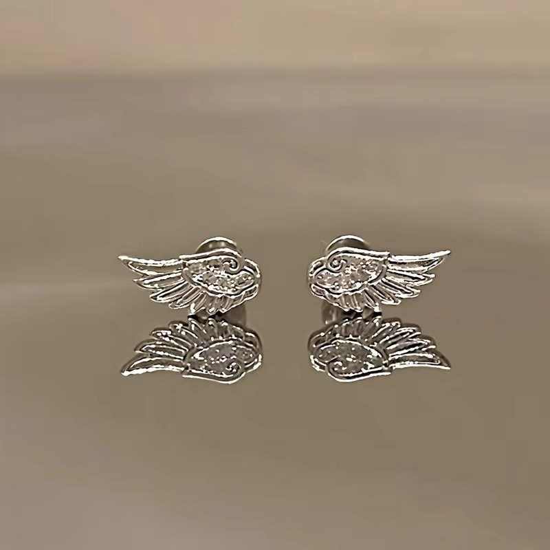 Silver Angel Wing Stud Earrings