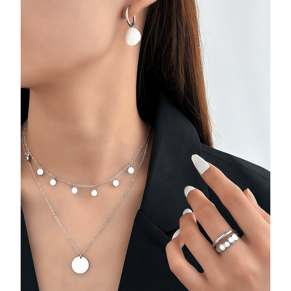 4pc Gold Disc Charm Jewelry Set