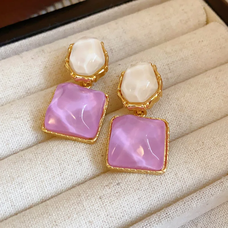 Square Oval Drop Earrings