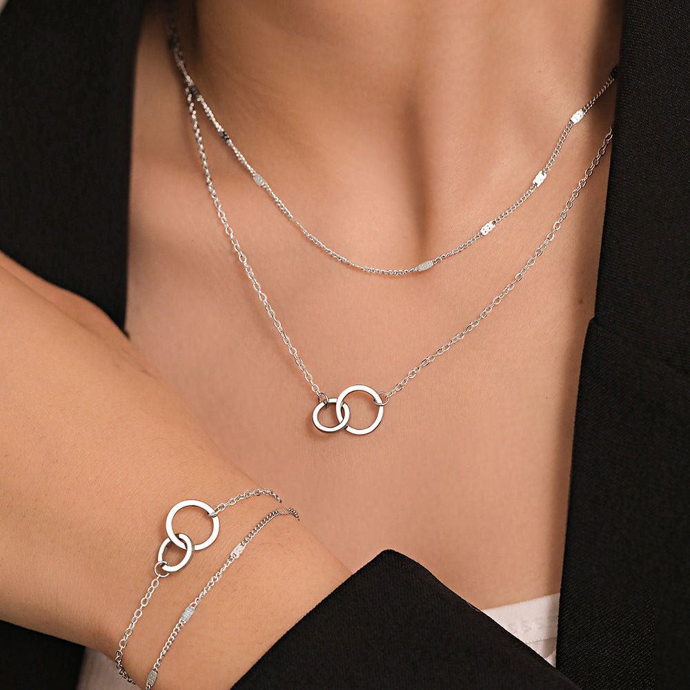 Interlocking Circle Necklace & Bracelet Set