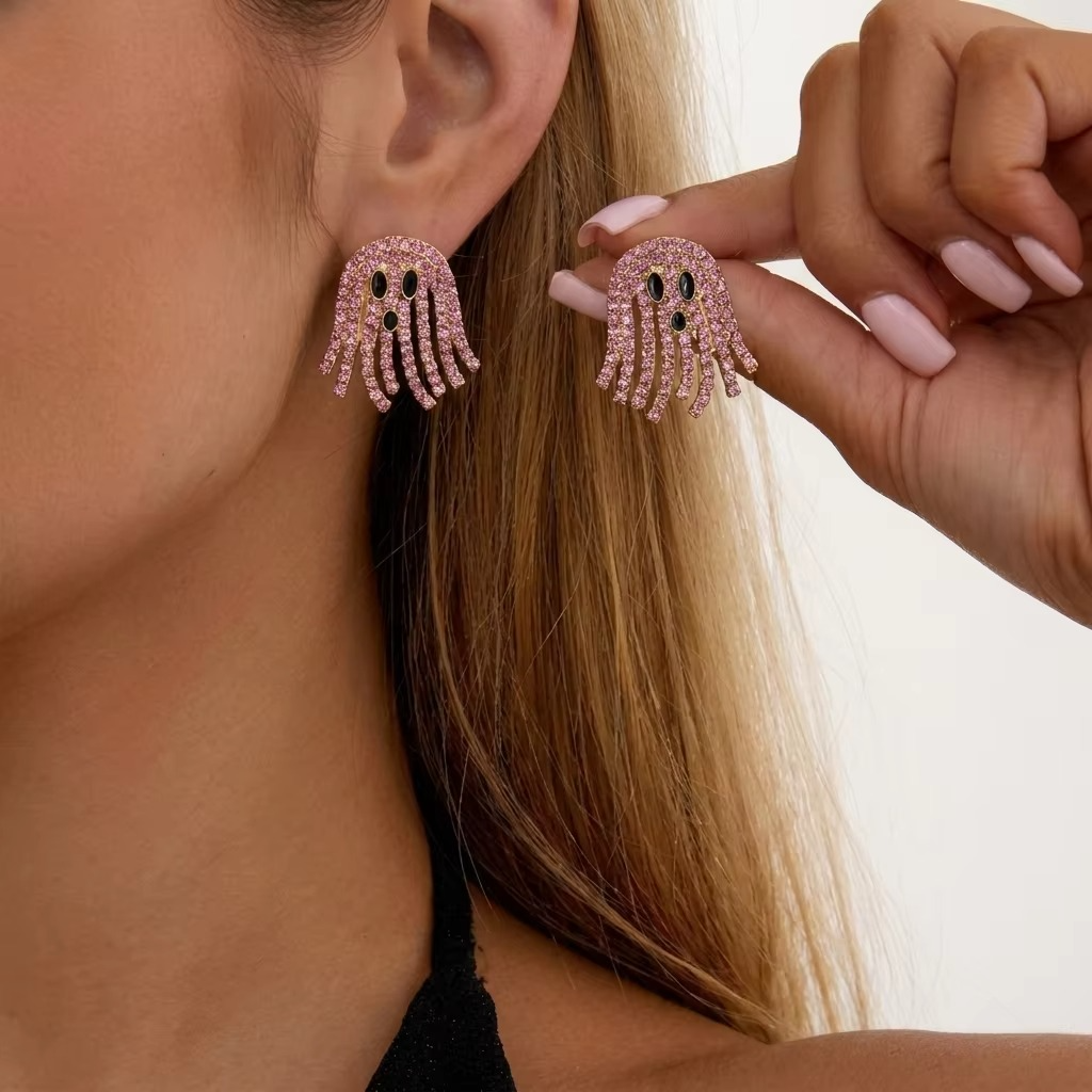 Rhinestone Ghost Tassel Earrings