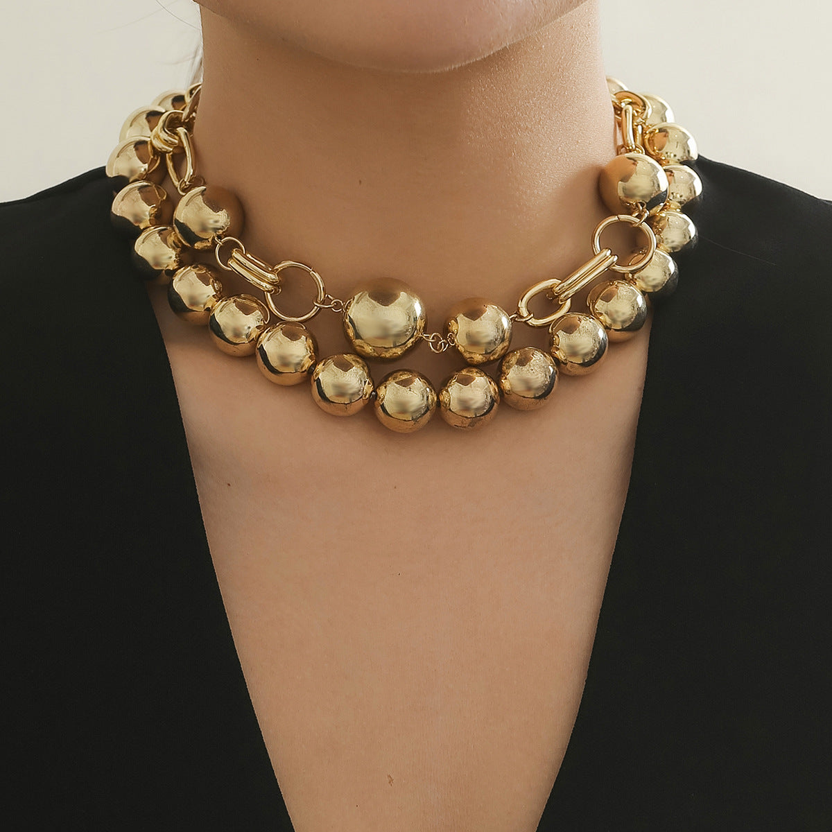 Multilayer Pearl Bead Choker Necklace