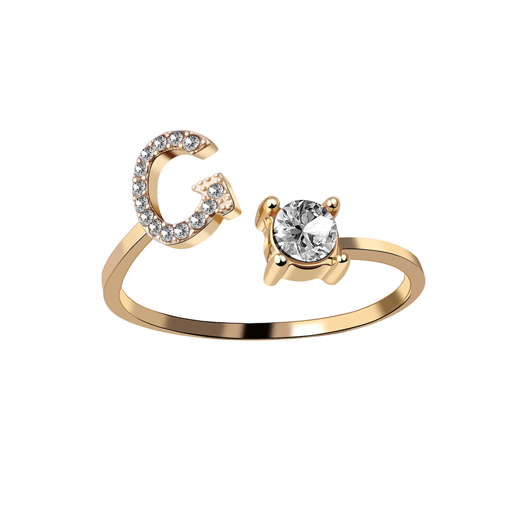Crystal Initial Open Ring