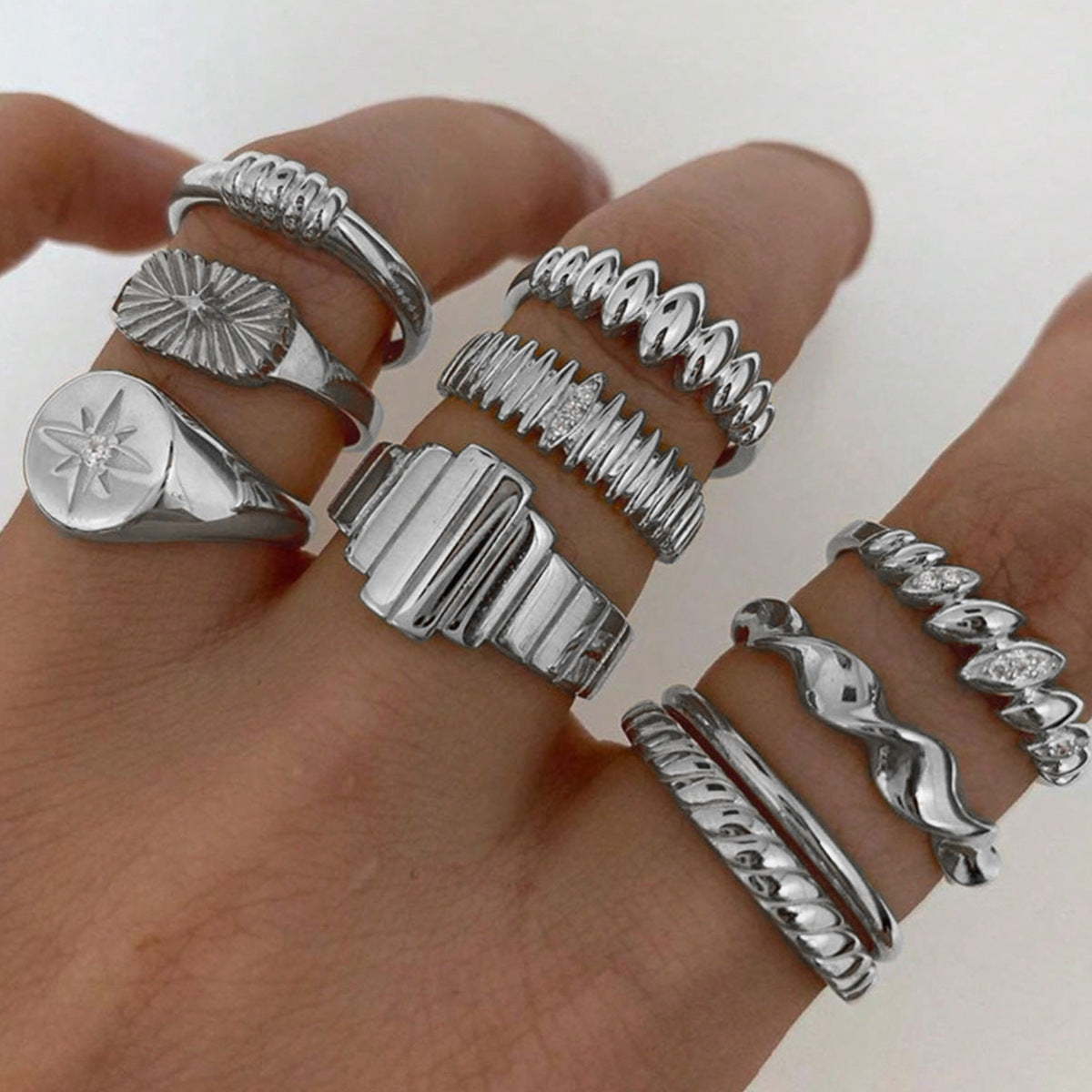 Trendy Gold Cuff Ring Set