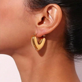 Chunky Gold Heart Hoop Earrings