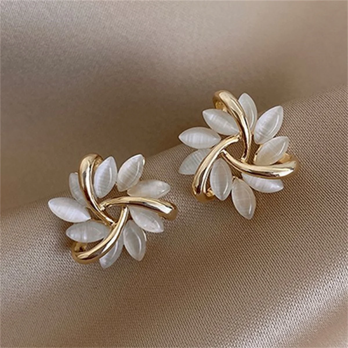 Opal Flower Earrings