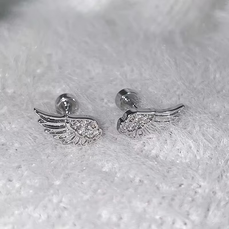 Silver Angel Wing Stud Earrings