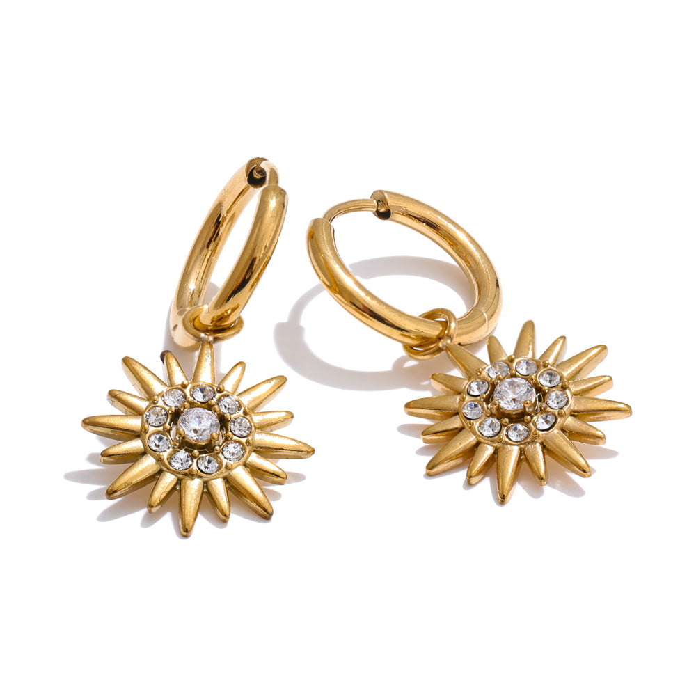 Sunburst Crystal Hoop Earrings