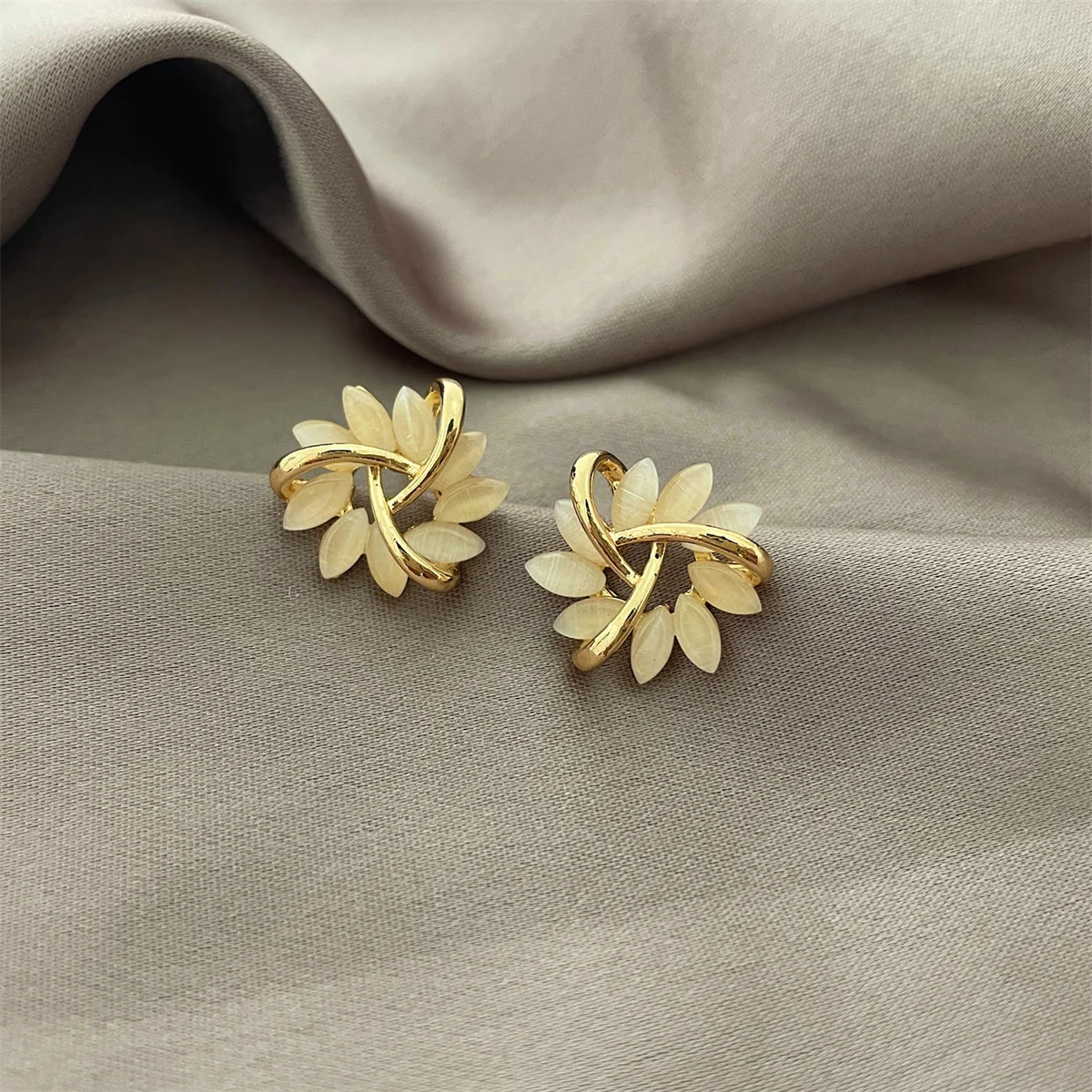Opal Flower Earrings