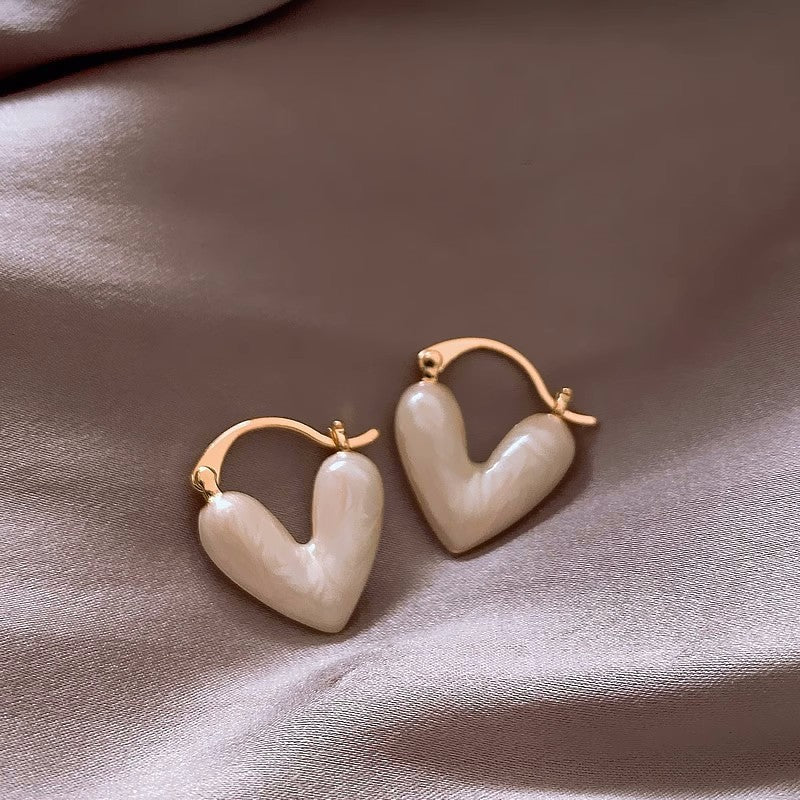 Red Drip Heart Hoop Earrings