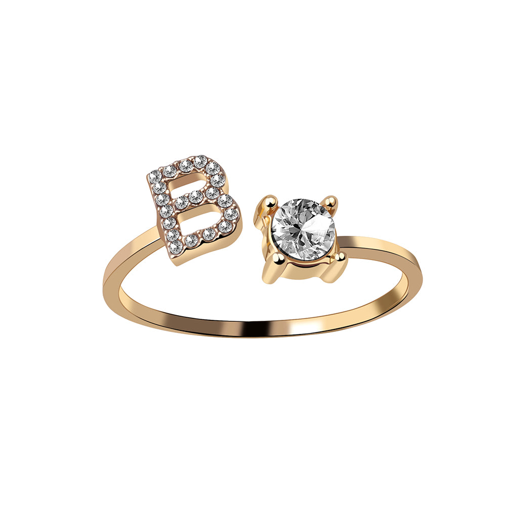 Crystal Initial Open Ring
