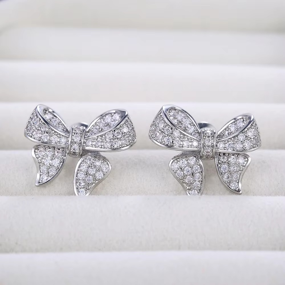 Crystal Bow Stud Earrings