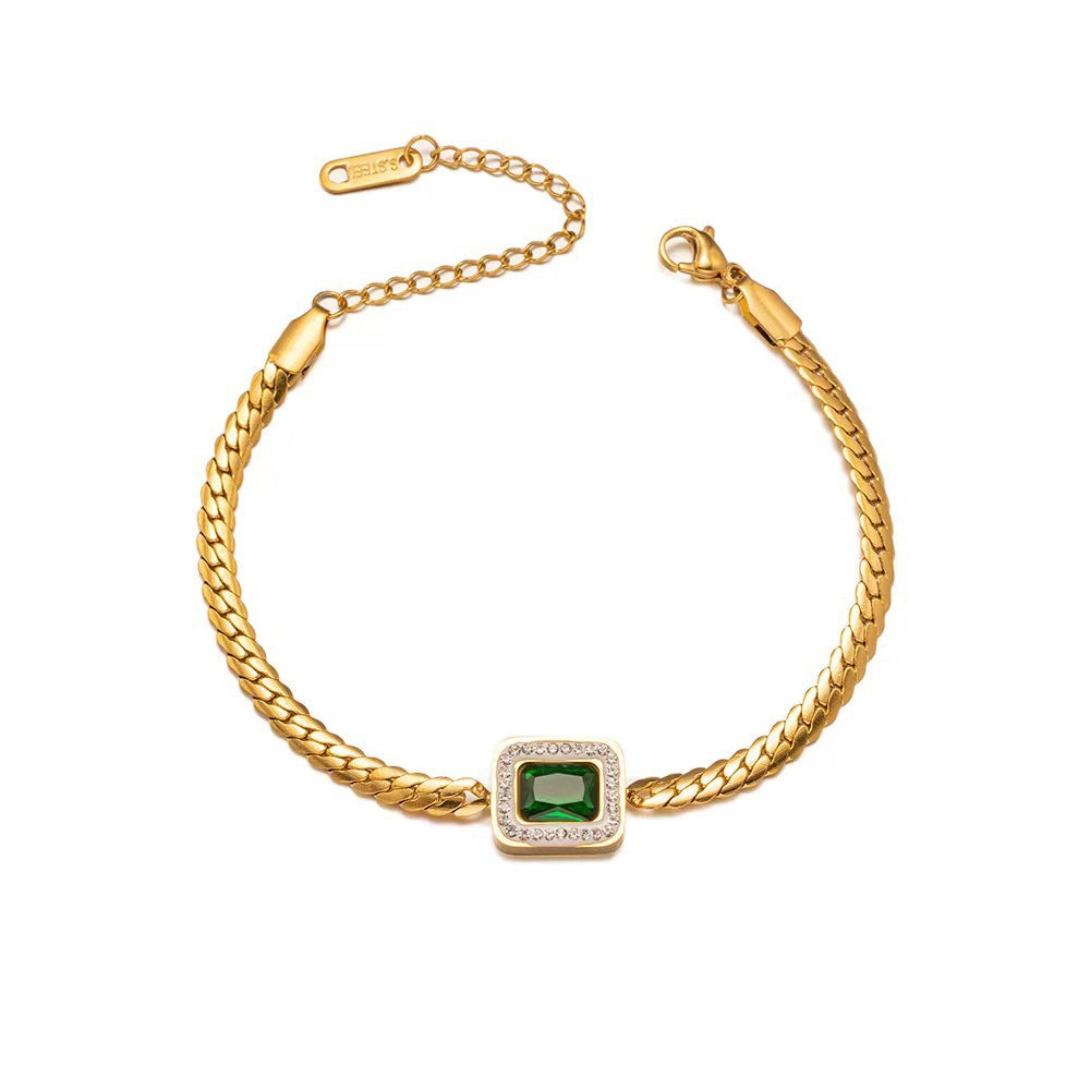 3pc Emerald Charm Jewelry Set