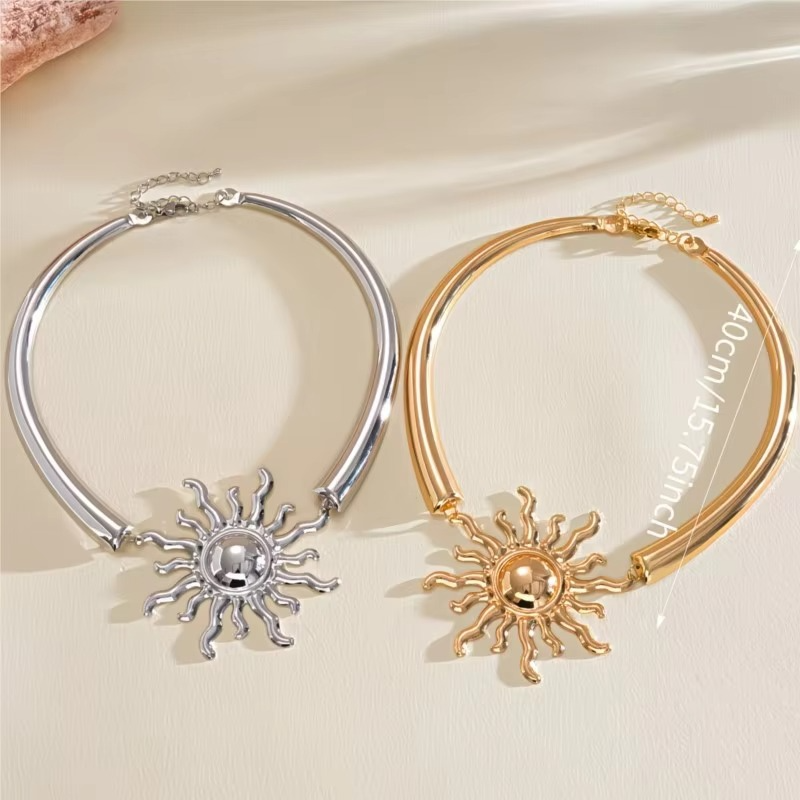 Sun Pendant Choker Necklace