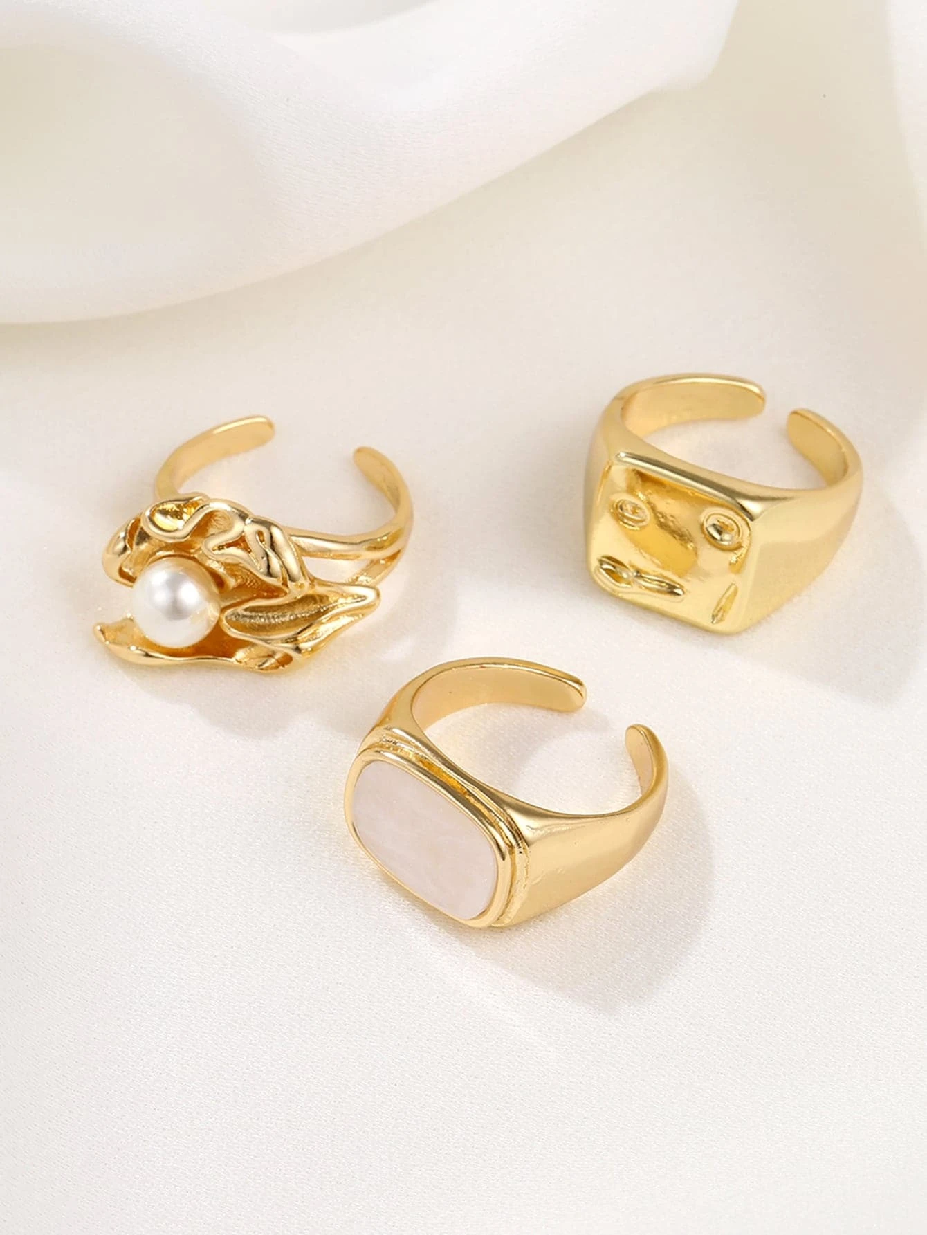 3pc Retro Stackable Open Ring Set