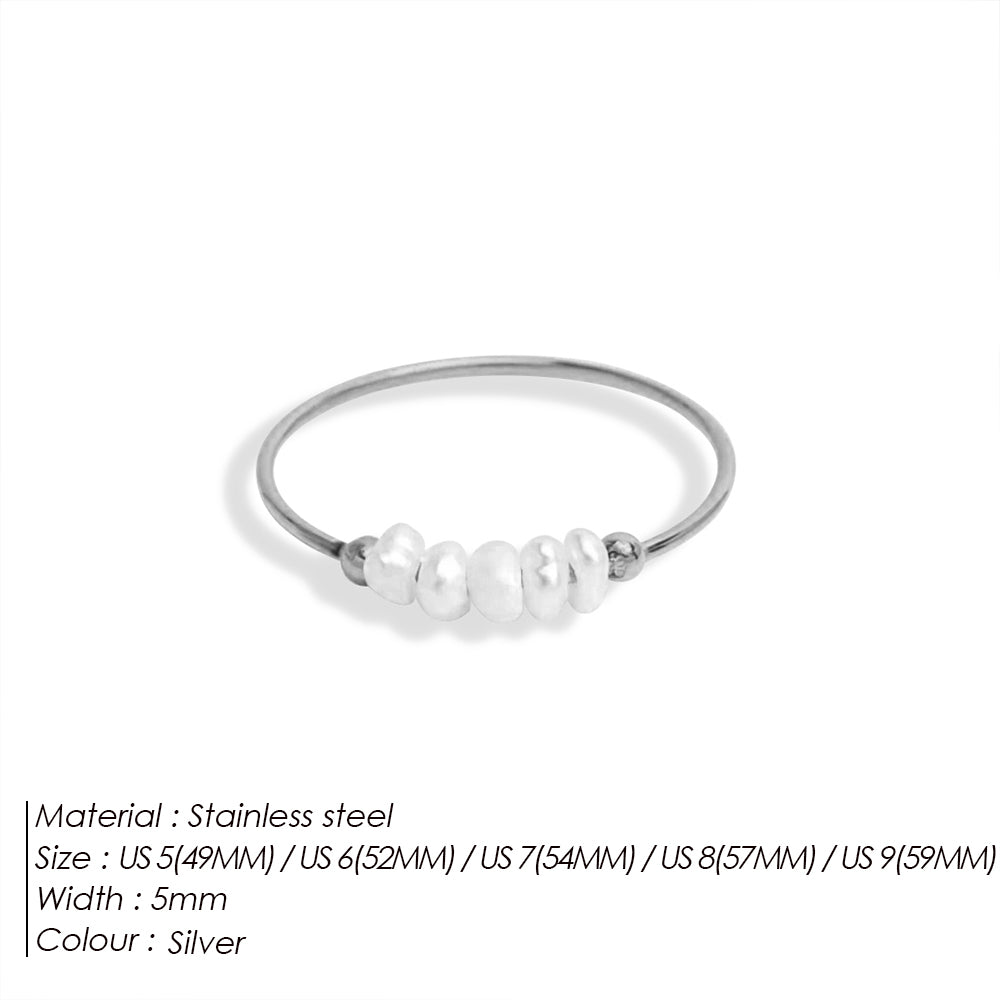 18k Gold Pearl Beaded Stacking Ring