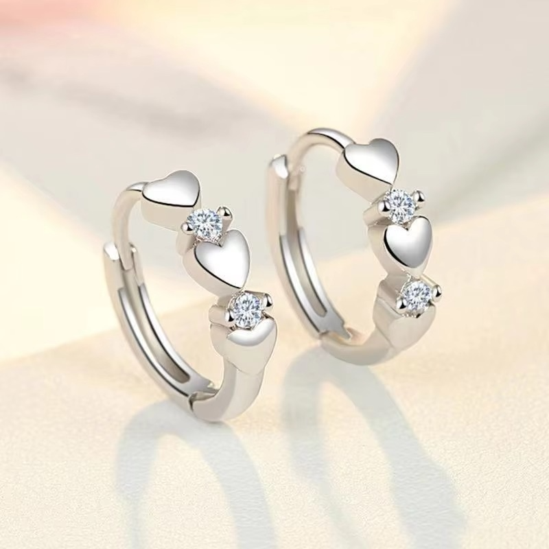 Three Hearts Hoop Earrings