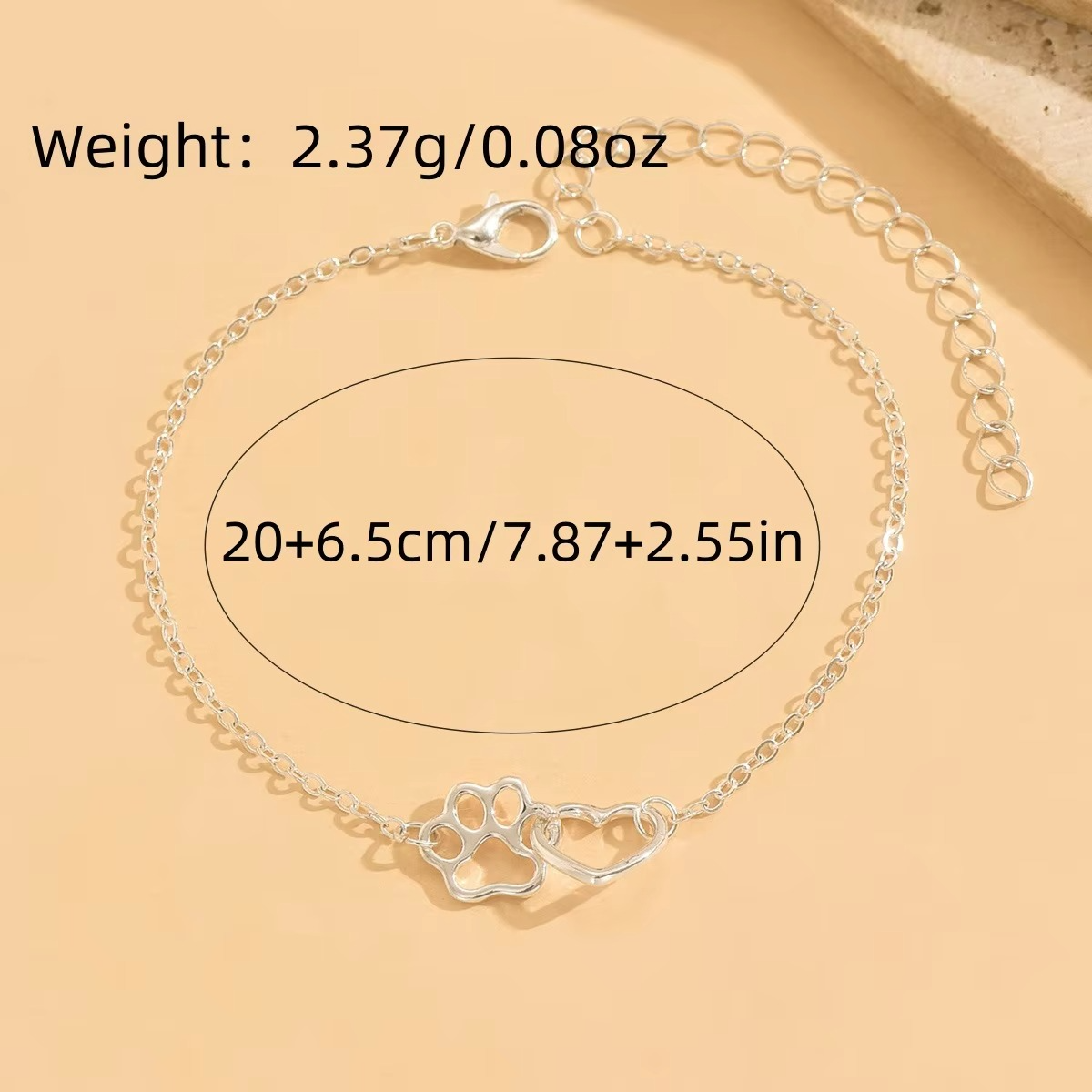 Paw Print Heart Anklet