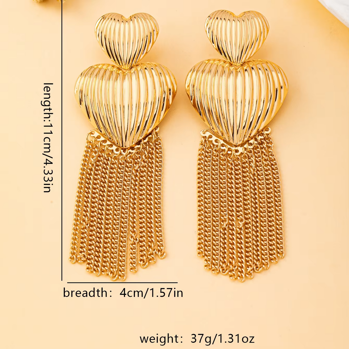 Heart Tassel Drop Earrings