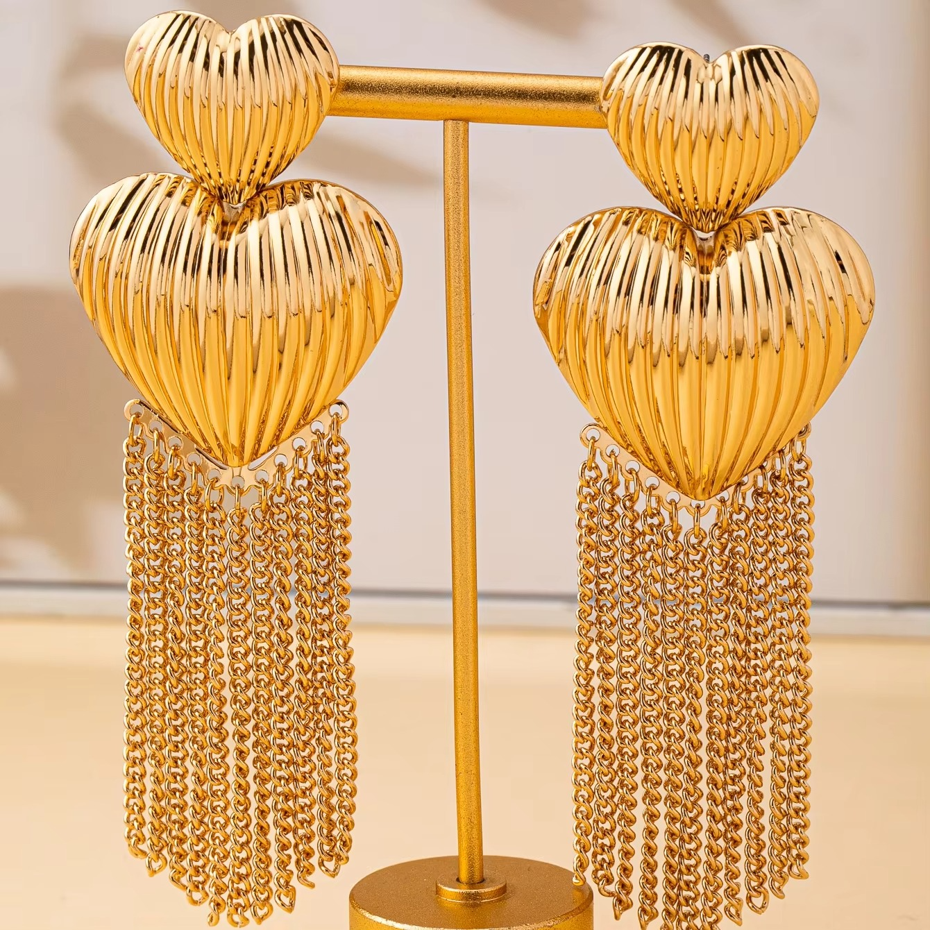 Heart Tassel Drop Earrings