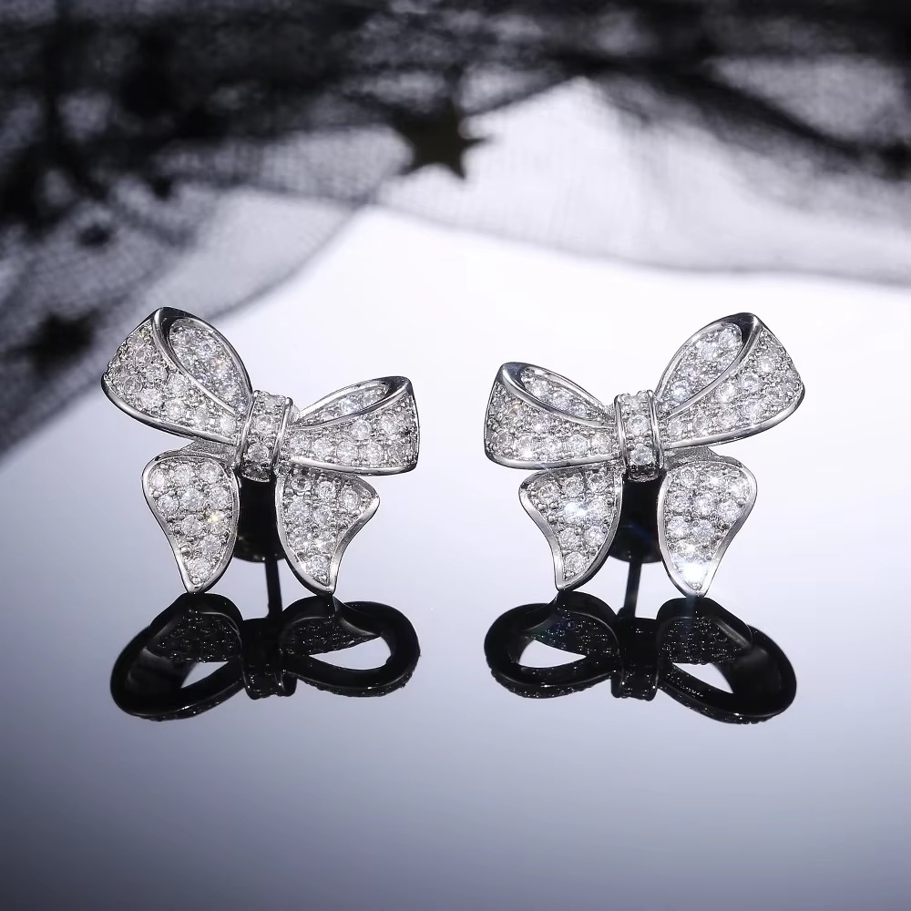 Crystal Bow Stud Earrings