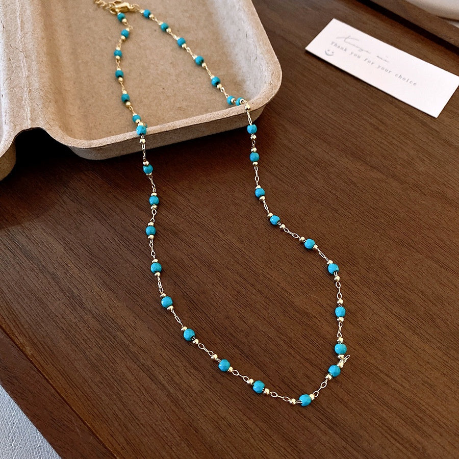 Turquoise Bead Sunflower 2-Piece Necklace Set