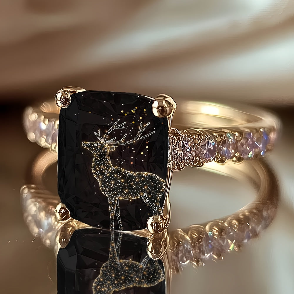 Light Up Deer Square Ring