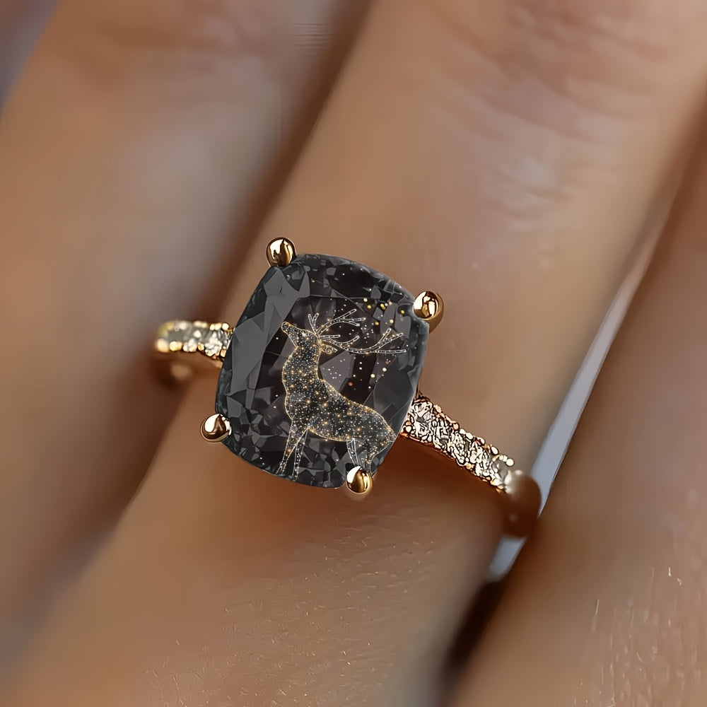 Light Up Deer Square Ring