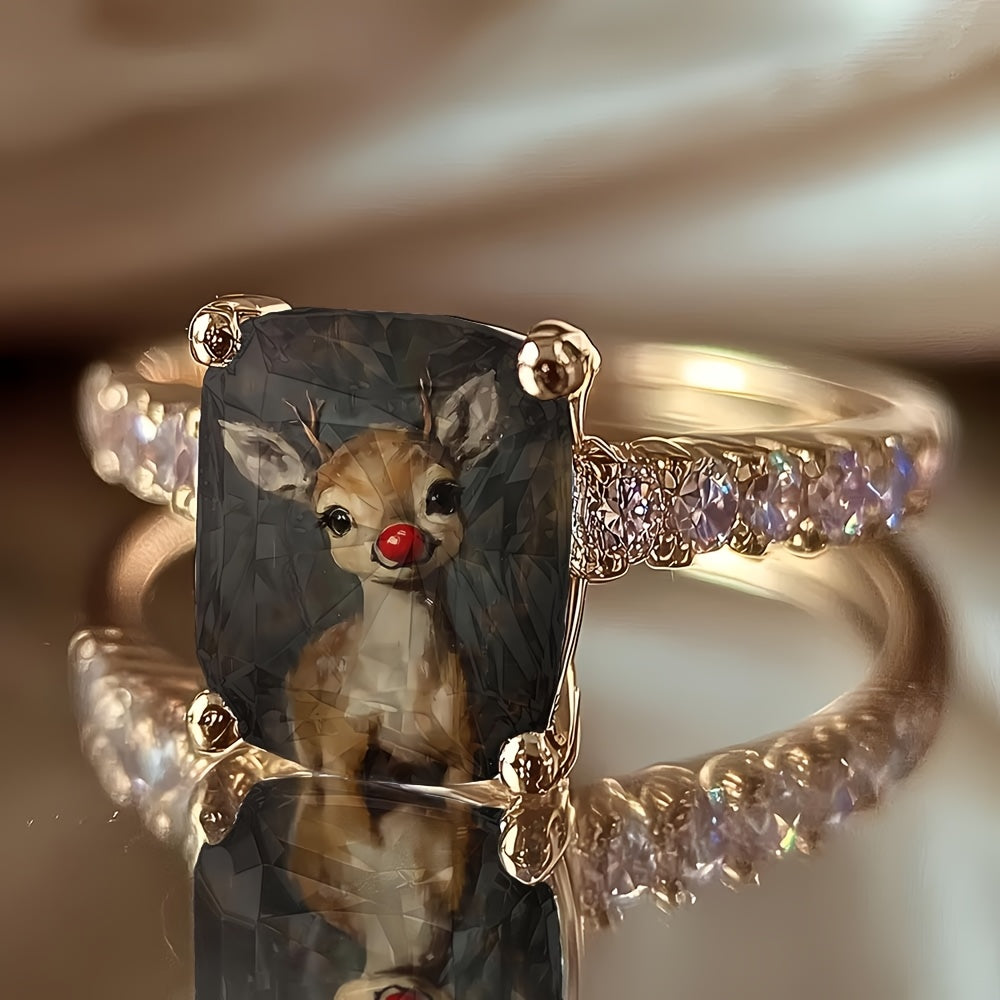 Red Nose Reindeer Square Ring
