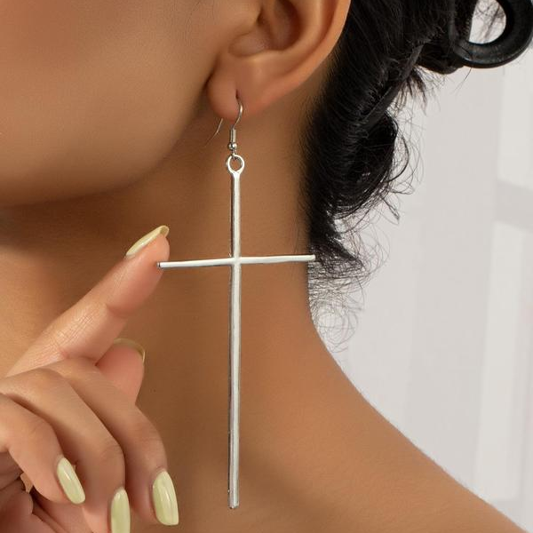 Minimal Exaggerated Cross Earrings