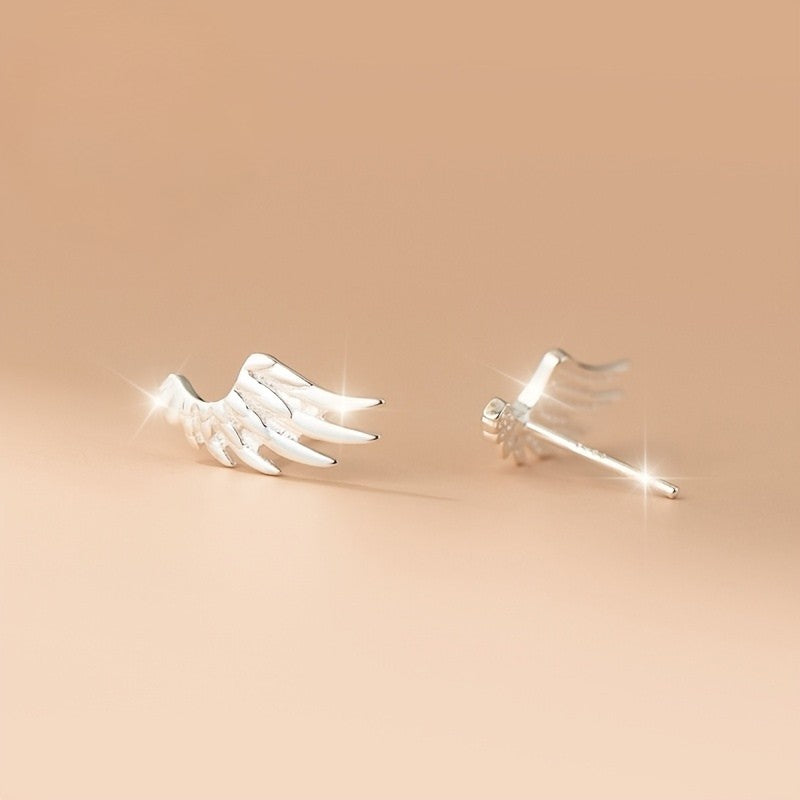 Silver Angel Wing Stud Earrings