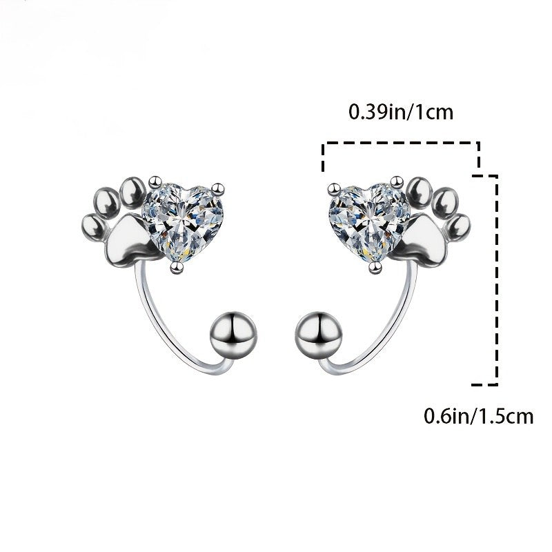 Paw Heart Stud Earrings