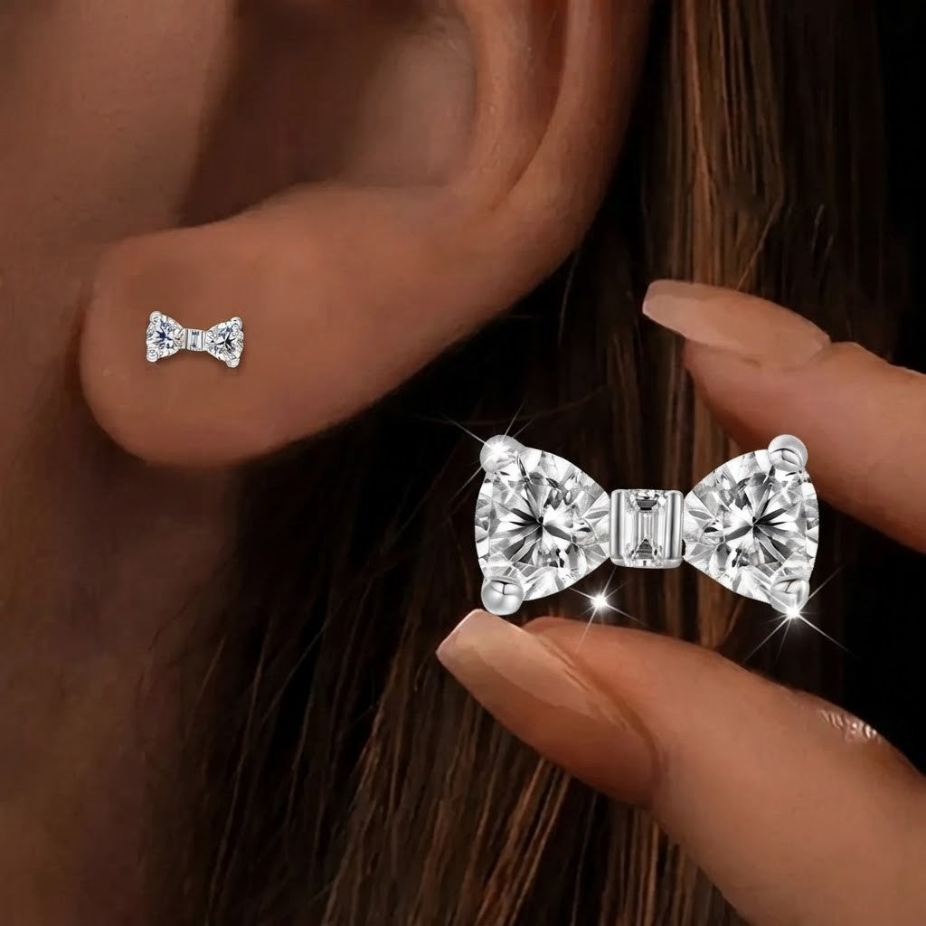 Crystal Bow Tie Stud Earrings