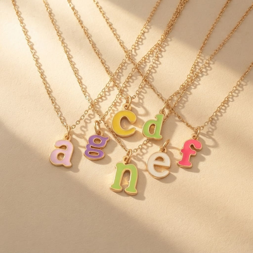 Colorful Enamel Letter Necklace