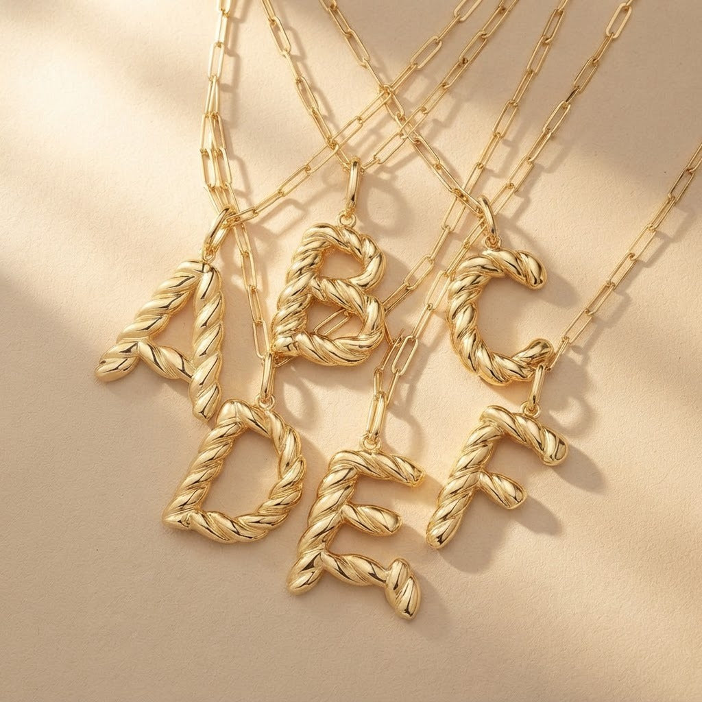 Twisted Rope Letter A Pendant