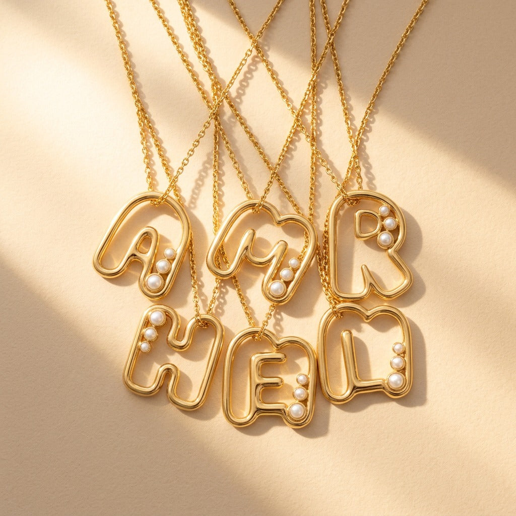 Pearl Initial Heart Necklace