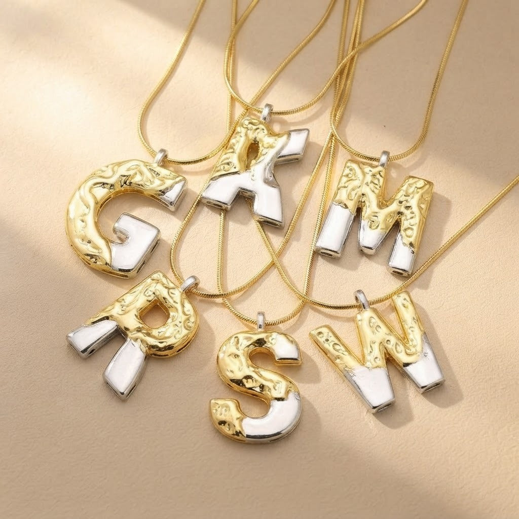 Two-Tone Bubble Initial Necklace