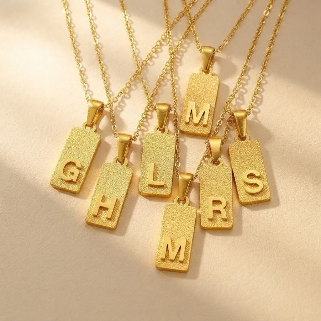 Geometric Initial Pendant Necklace