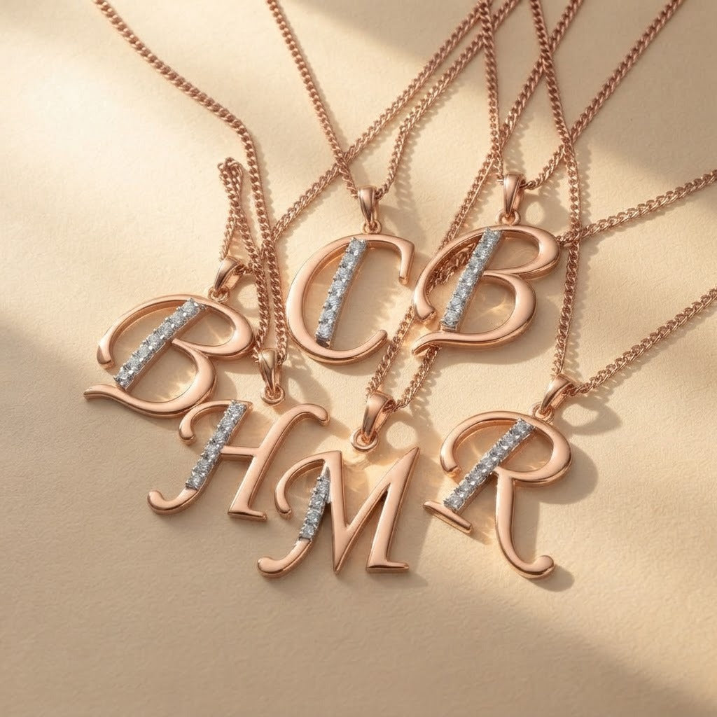 Rose Gold Initial B Pendant Necklace