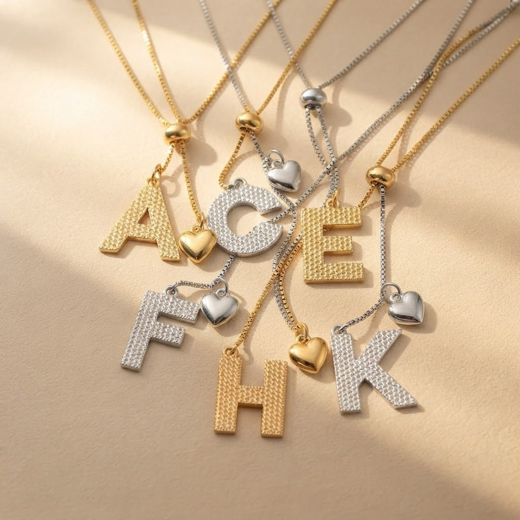 Initial Heart Lariat Necklace