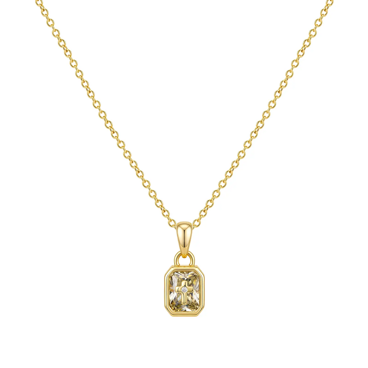 Cross Birthstone Necklace