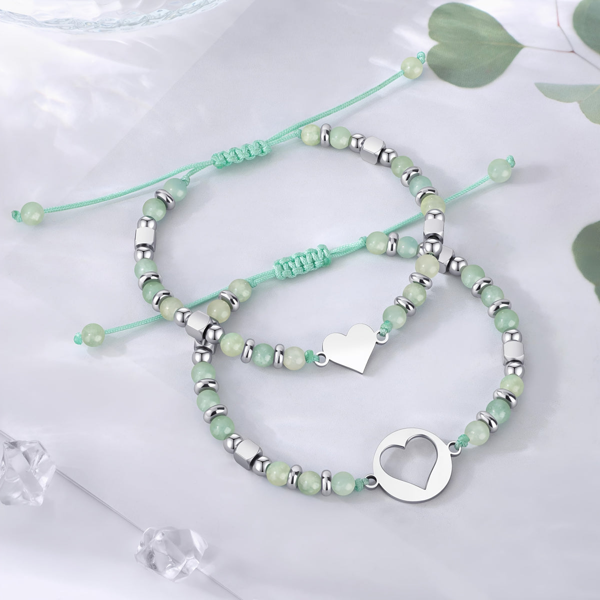 Mother Daughter Heart Bracelet Set