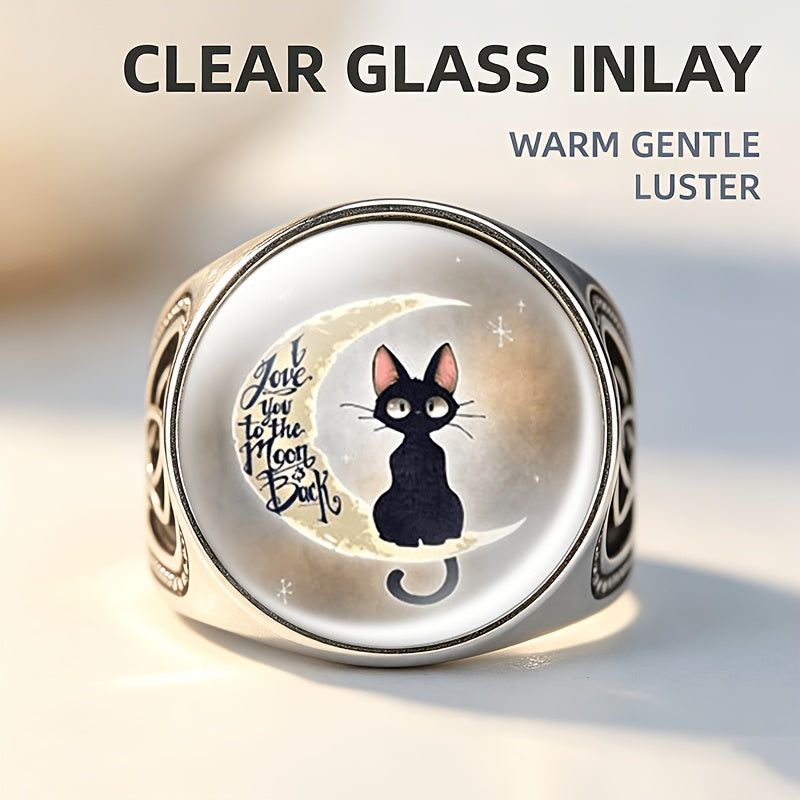 Moon Cat Statement Ring
