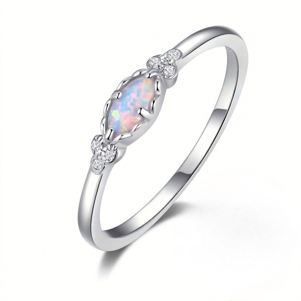 White Opal Marquise Ring
