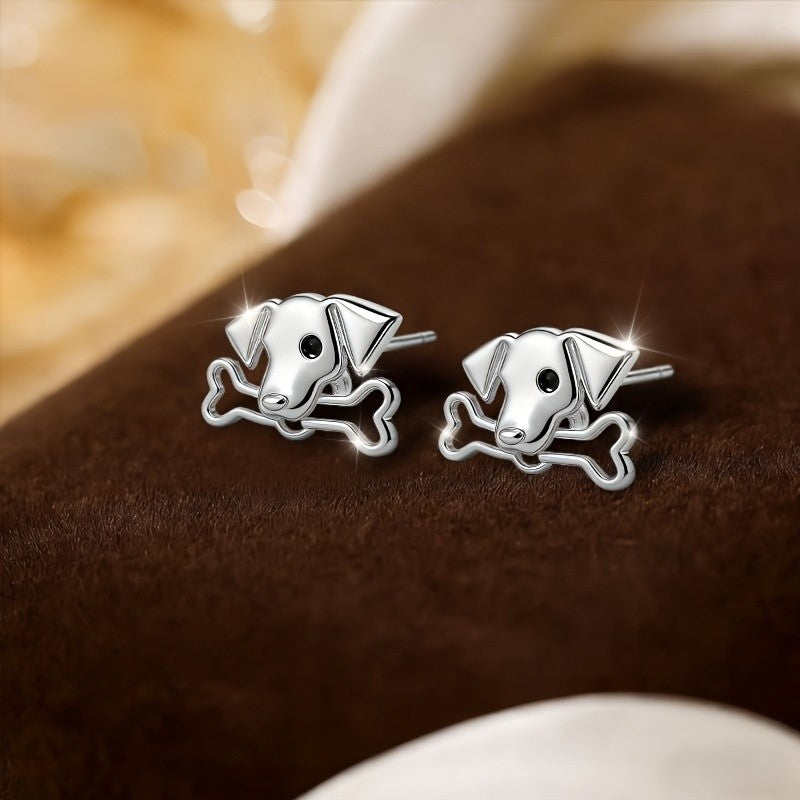 Dog and Bone Stud Earrings