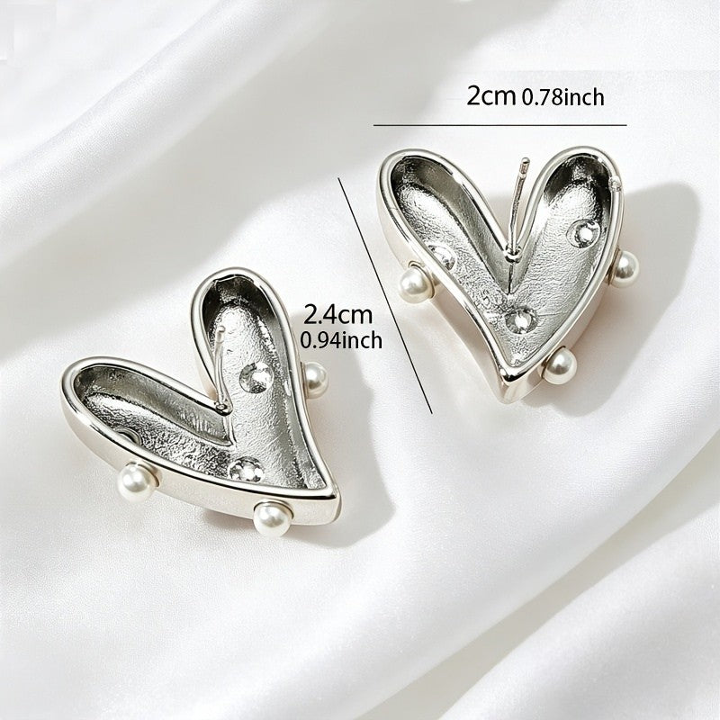 Pearl Heart Stud Earrings