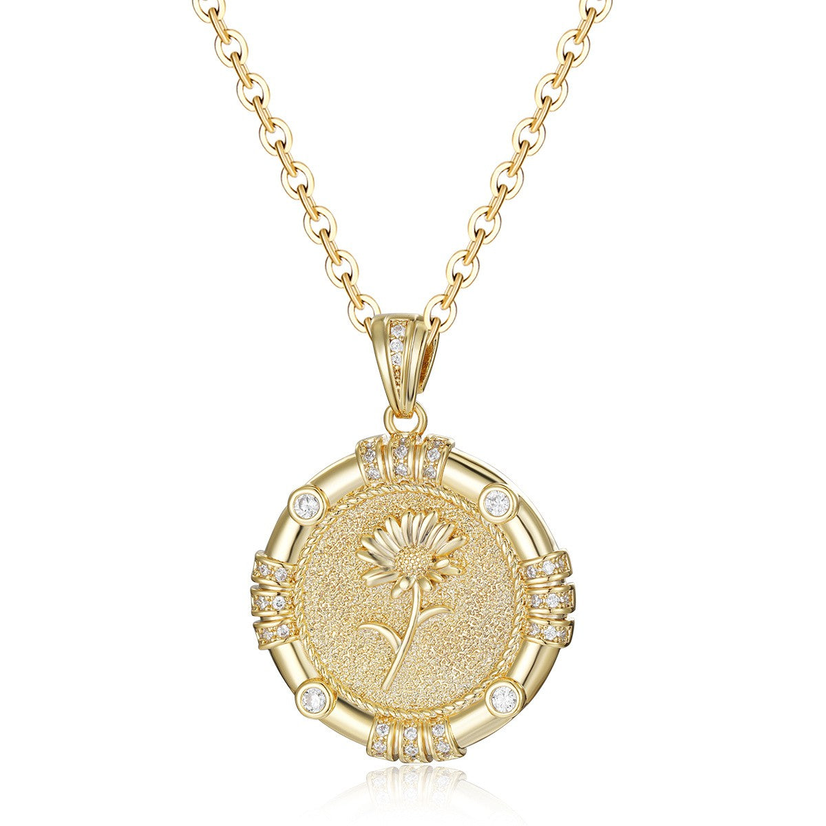 Birth Flower Disc Necklace