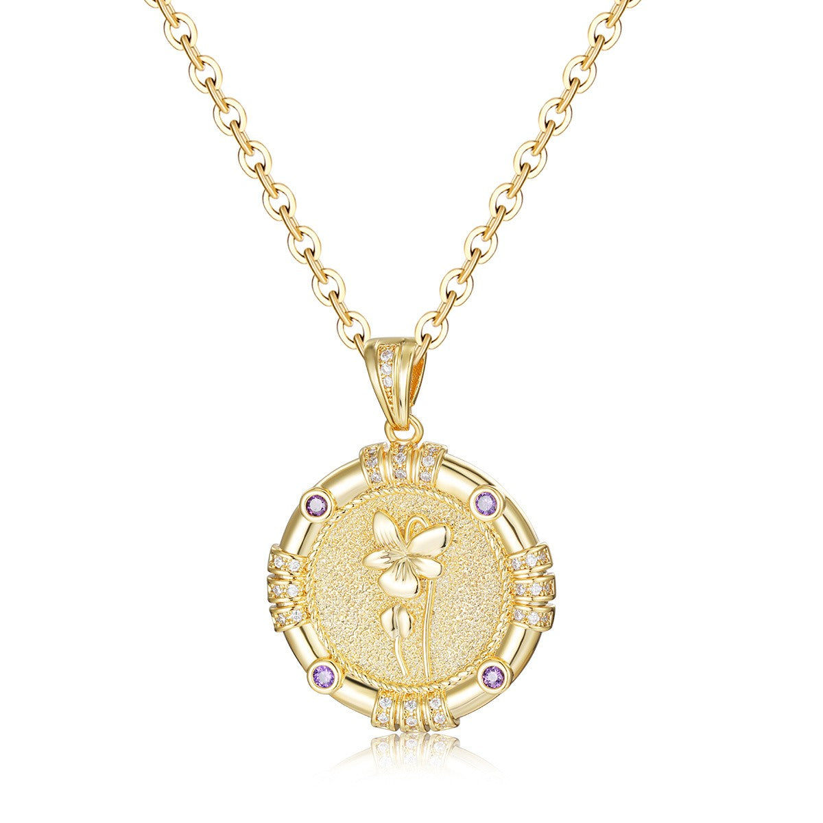 Birth Flower Disc Necklace